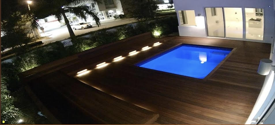 Cumaru Deck & Blue Pool At Night